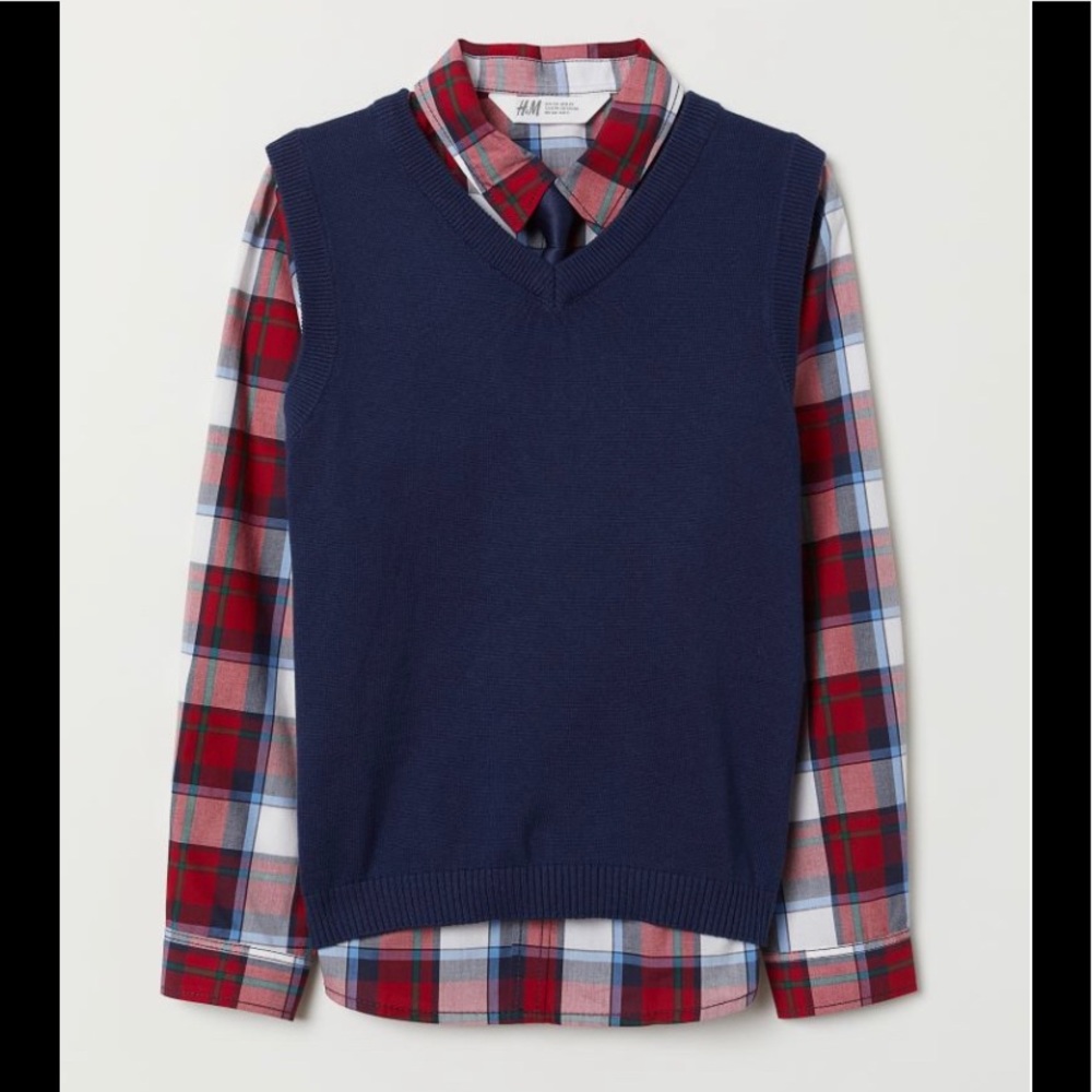 H&M Sweater Vest Shirt Tie Set 5T 6